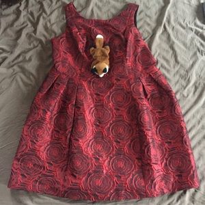 Carmen Marc Valvo Luxe Rose Pattern Red Plus Dress